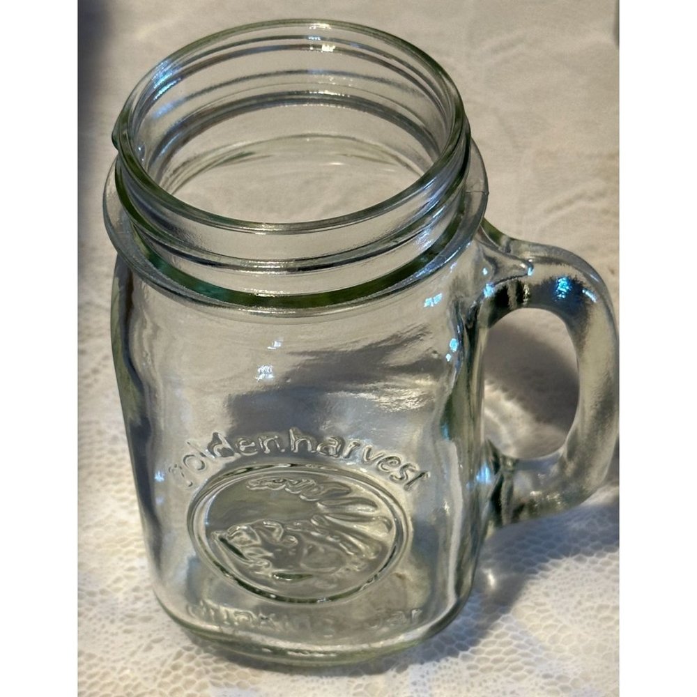 Golden Harvest Clear Drinking Jar Handle Country Life 16oz Country Life